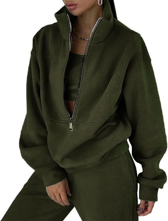 Pull en polaire doux pour dames avec col haut et fermeture éclair Chic & Stil