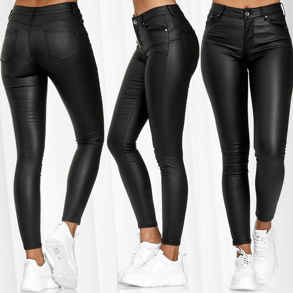 Women's Coated High-Waist Skinny Jeans Look Pants Amarae