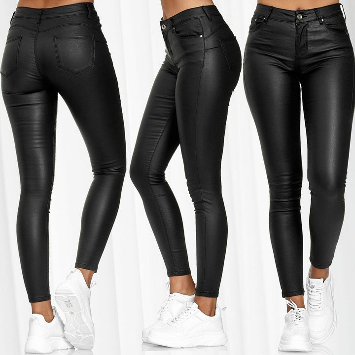Women's Coated High-Waist Skinny Jeans Look Pants Amarae