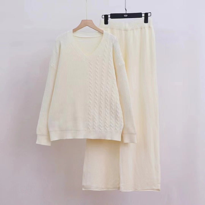 Ensemble de pull en tricot élégant pour femmes avec col en V et coupe loose Chic & Stil