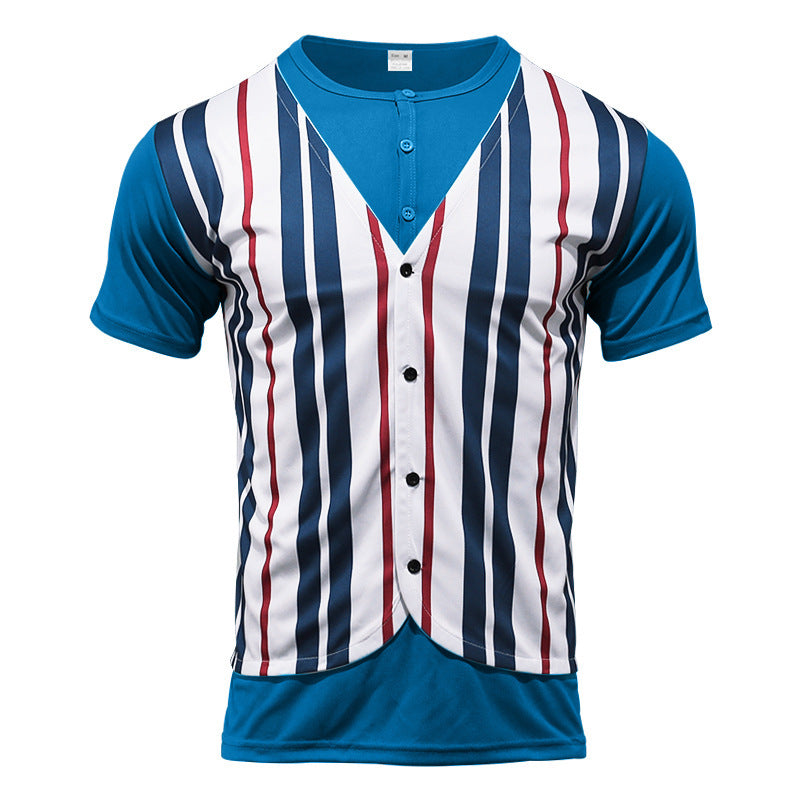Short shirt for men with an innovative V-neck and a chic and stylish button placket