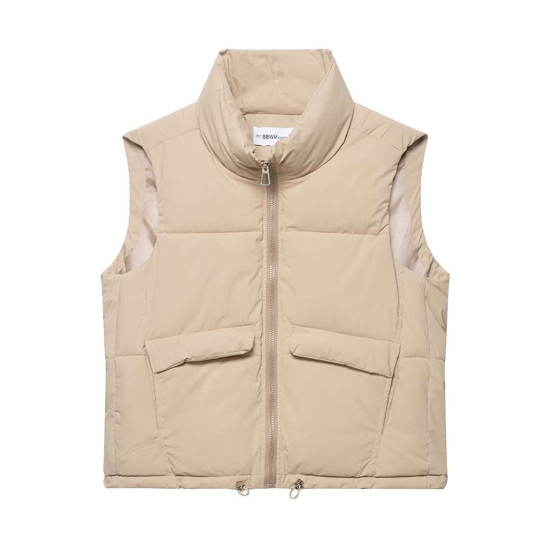 Women's trendy quilted vest with high collar and practical pockets Lune London