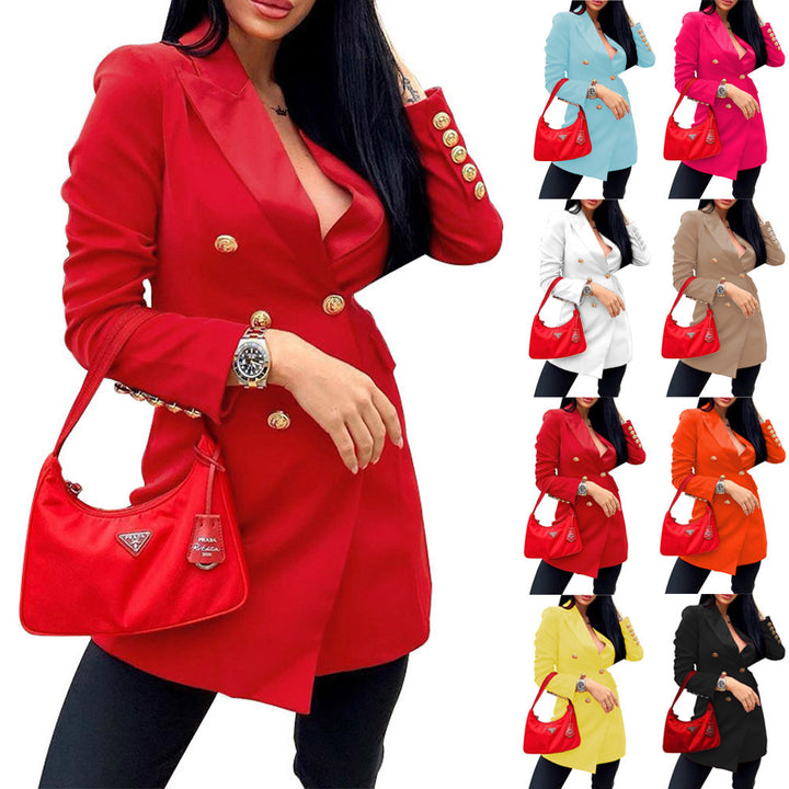 Trendy double-breasted women's jacket with elegant button details Lune London