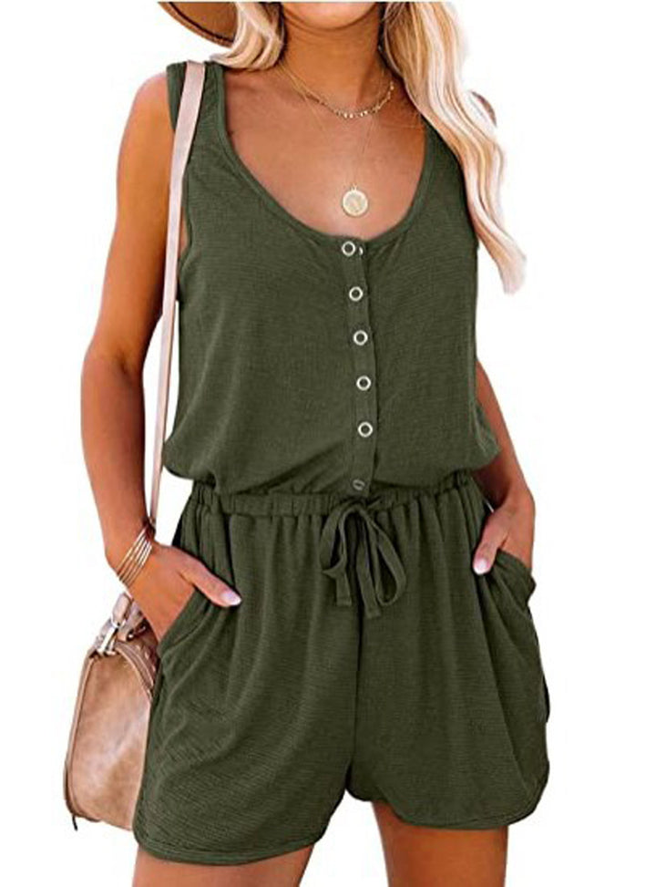 Women's jumpsuit with buttoned neckline and practical pockets Lune London