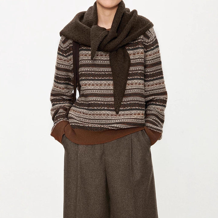 Pull en maille à la mode pour femmes avec des détails de ceinture française Chic & Stil