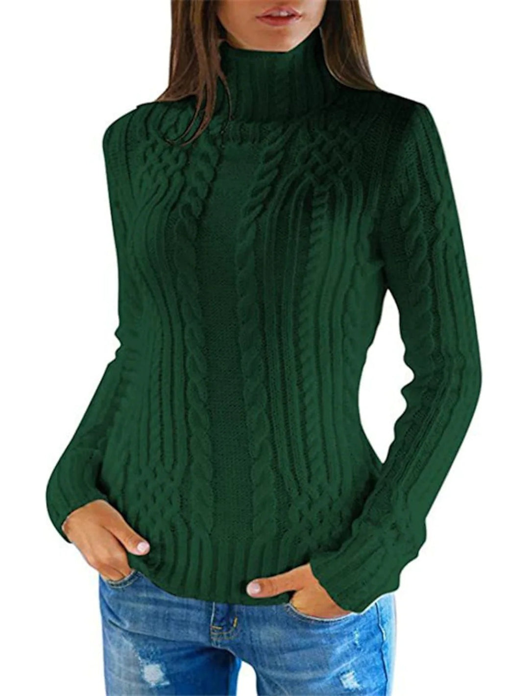 Ladies high quality knit sweater with turtleneck and twisted pattern Lune London