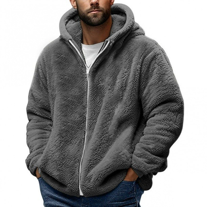 Men's Cozy Teddy Fleece Zip-Up Hoodie with Oversized Fit Amarae