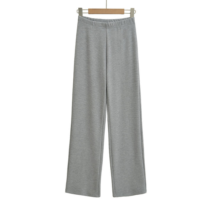 Women's wide knit pants with waffle structure and high waistband Amarae
