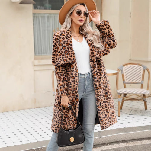 Amarae Leopard Print Faux Fur Coat for Women