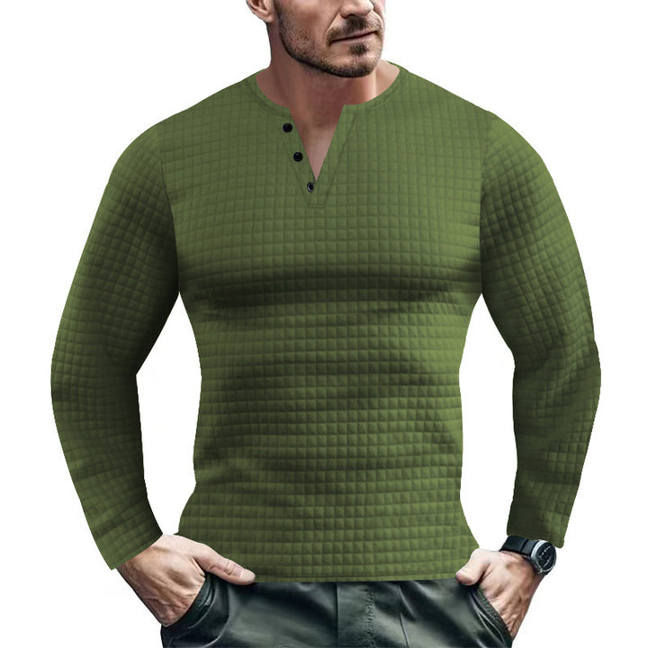 Men's Long Sleeve Shirt with Textured Check Pattern Amarae