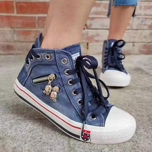 High-top sneakers for women with a modern vintage look featuring trendy zipper details Amarae