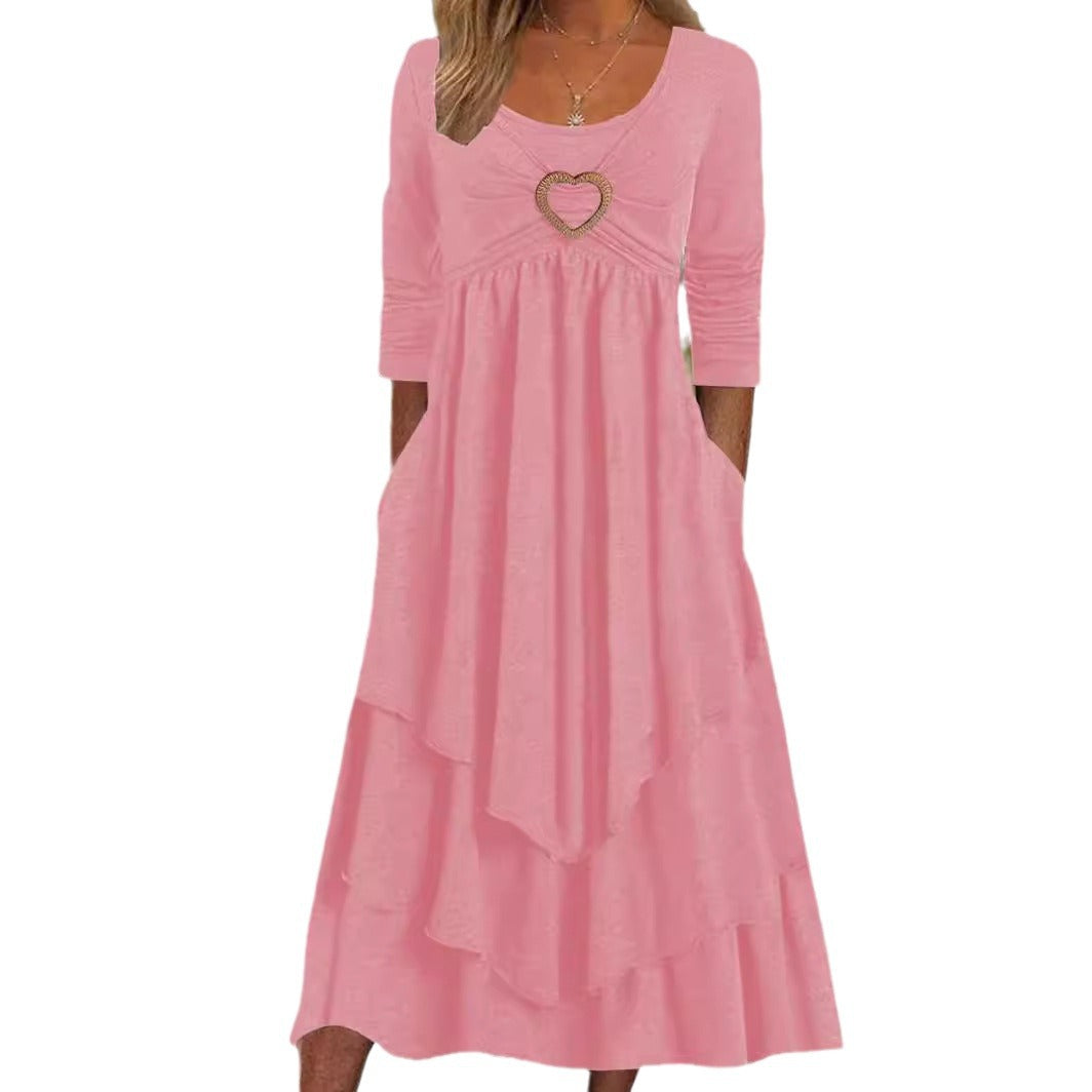 Casual layer dress for women with heart-shaped detail and pockets Lune London