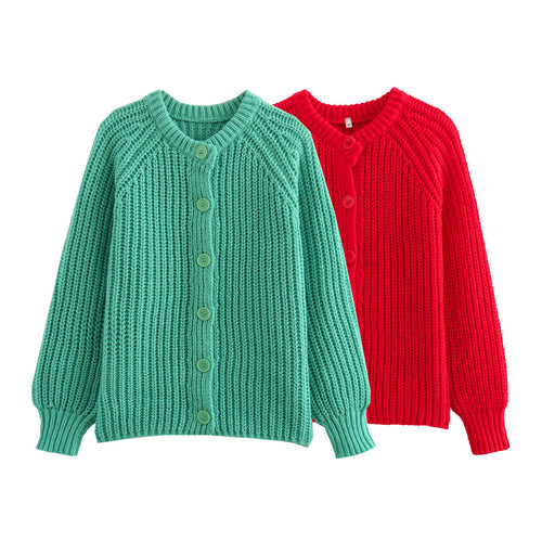 Elegant women's cardigan with decorative buttons and modern ribbed design Amarae