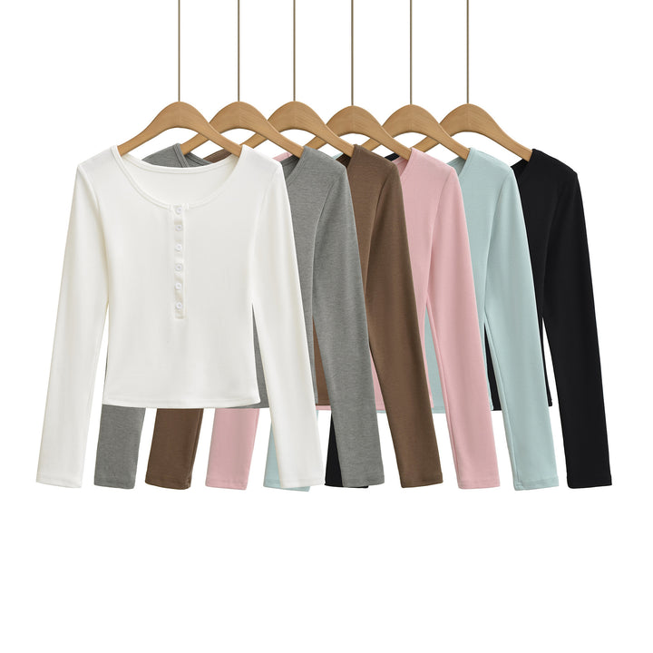Long sleeve top for women with button neckline and relaxed fit Lune London