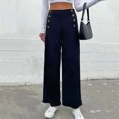 Amarae fitted wide-leg pants for women with button details