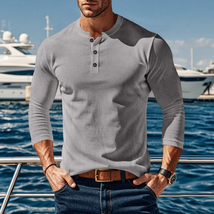 Long sleeve shirt for men with comfortable button placket and textured design Lune London