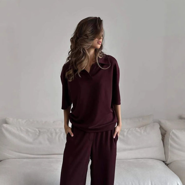 Ladies elegant set with oversized collar and wide trousers Lune London