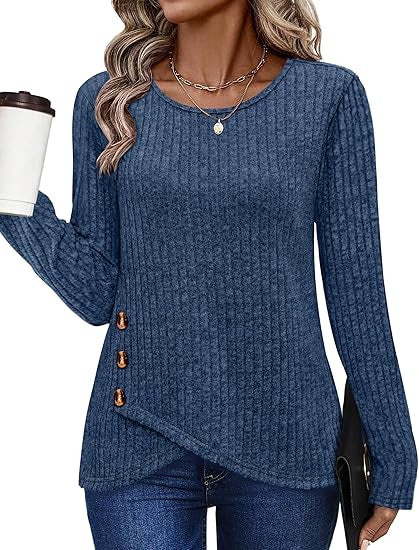 Dames haut tendance et décontracté avec détails de bouton Chic & Stil