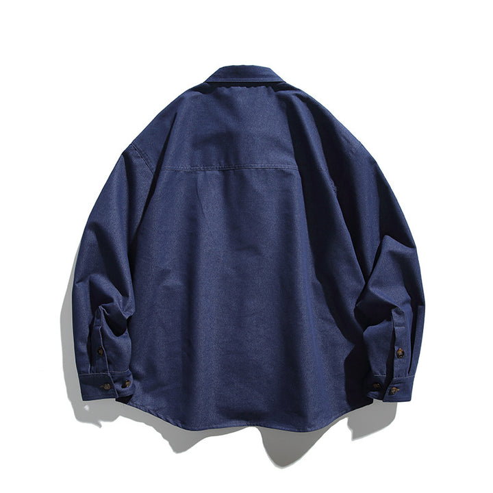 Men's overshirt-jacket in worker look with contrasting leather-look chest pocket Amarae