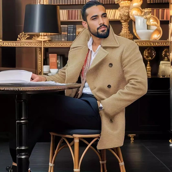 Double-breasted coat for men with high collar Amarae