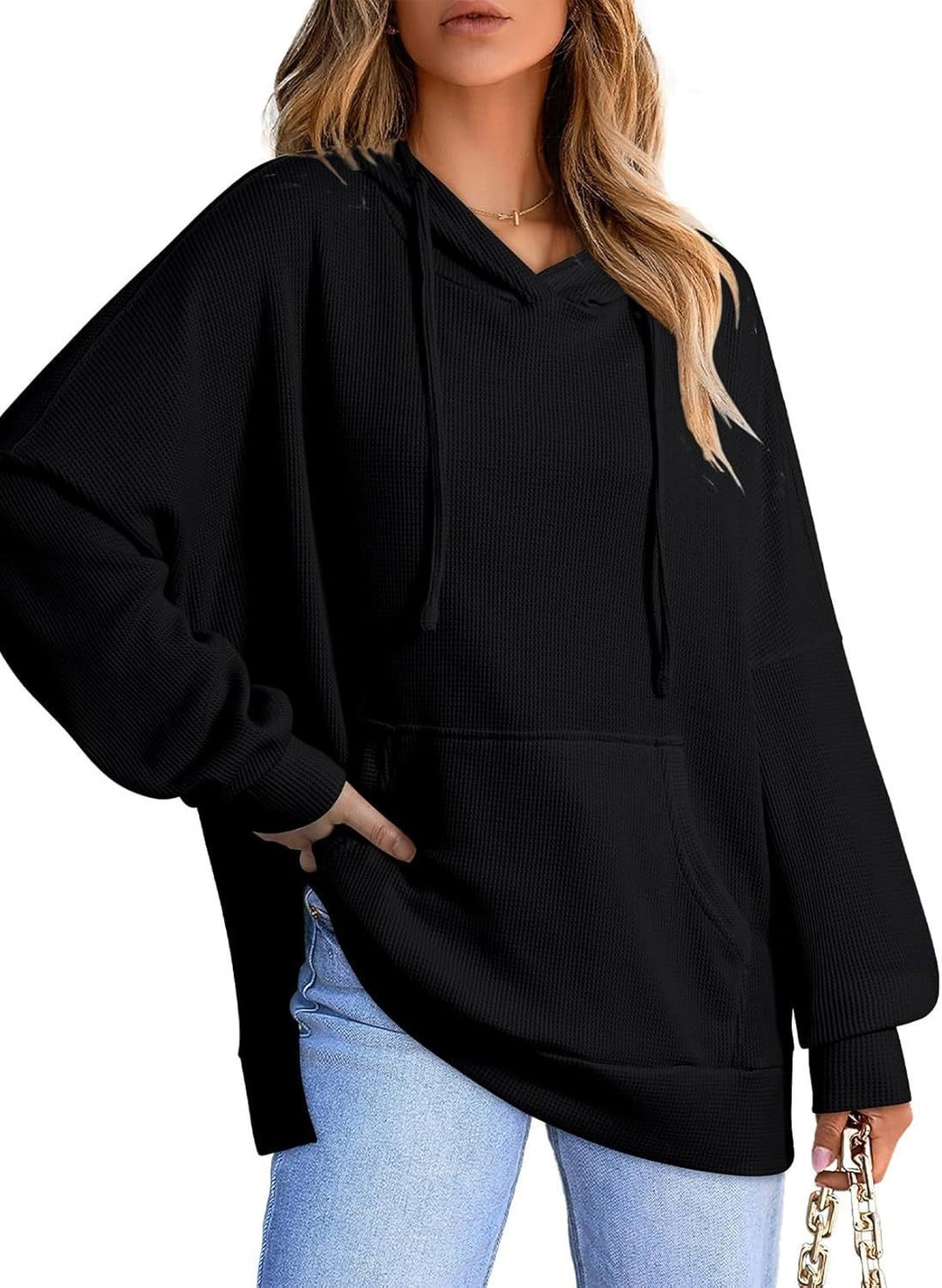 Oversized women's hoodie in waffle pique Lune London