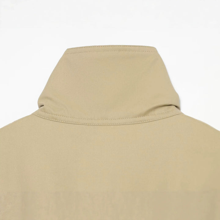 Women Short Cape Jacket with High Funnel Collar, Boxy Silhouette and Dropped Shoulders Amarae
