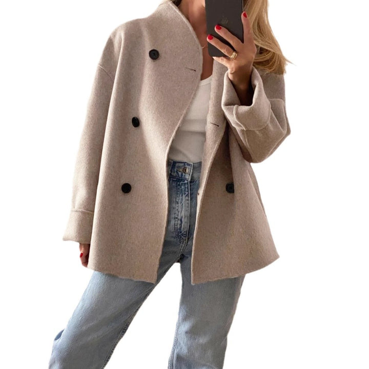 Femme veste en laine élégante avec boutonnage double et coupe décontractée Chic & Stil