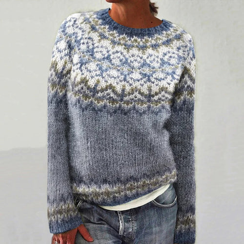 Pull en tricot pour femmes avec un motif fair-isle unique et une coupe décontractée Chic & Stil