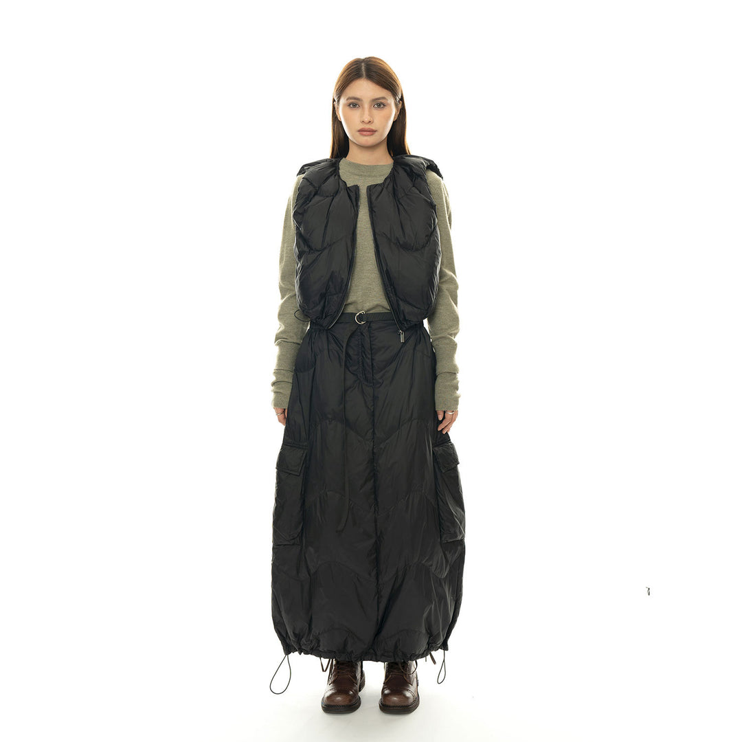 Women's cropped quilted vest with drawstring and zipper Amarae