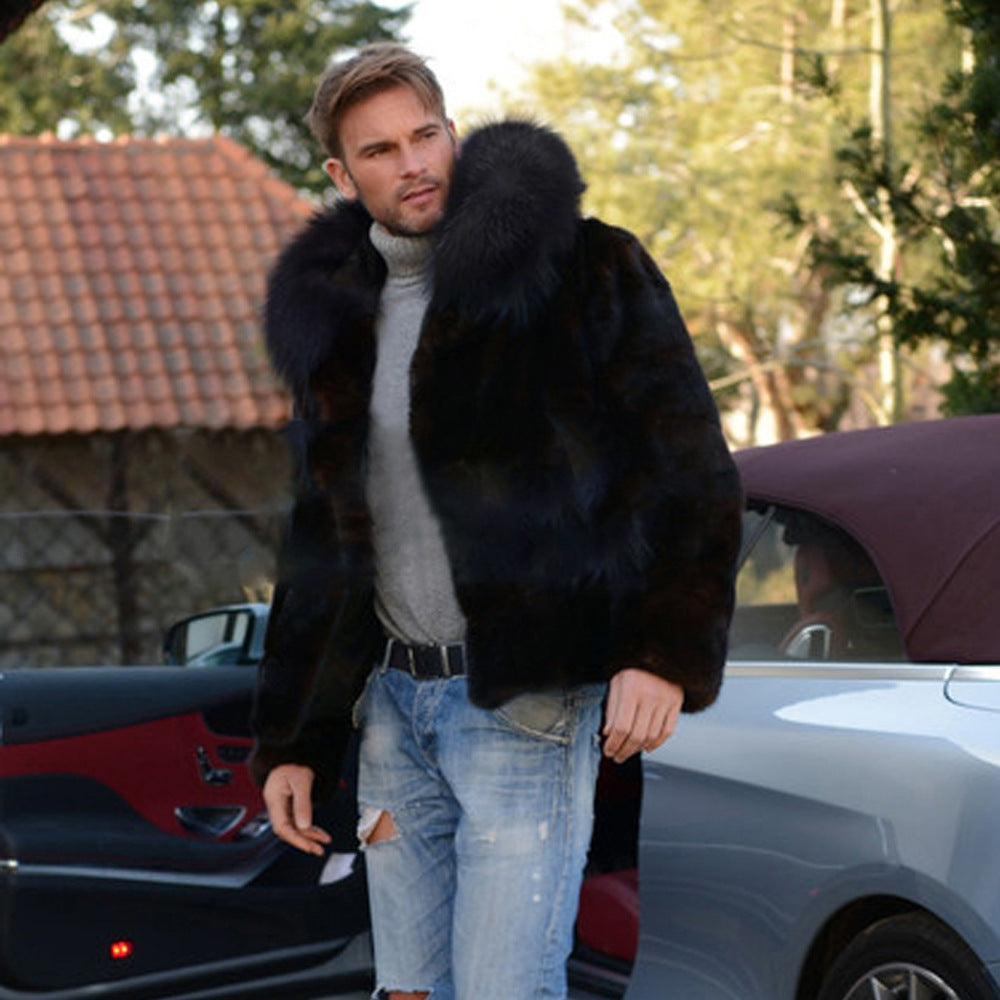 Men's Luxury Faux Fur Jacket with Wide Collar Lune London