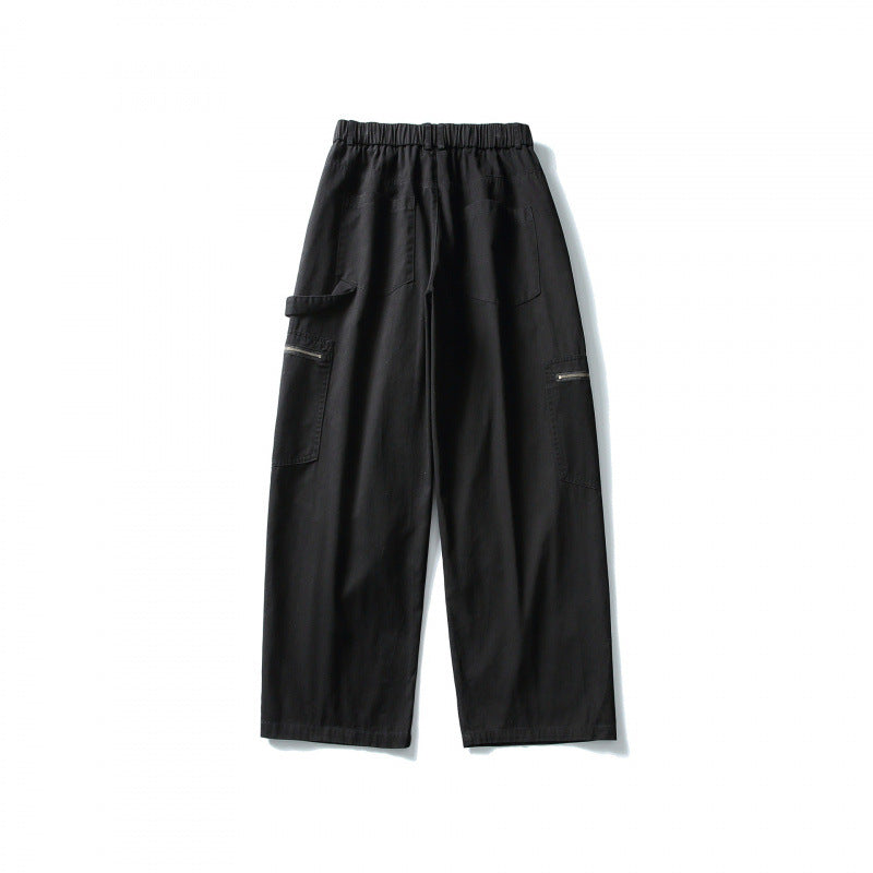 Men's Loose Utility Cargo Pants with Elastic Waistband and Patch Pockets Amarae