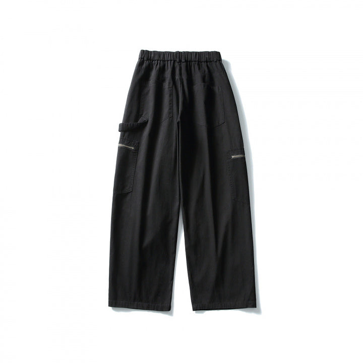 Men's Loose Utility Cargo Pants with Elastic Waistband and Patch Pockets Amarae