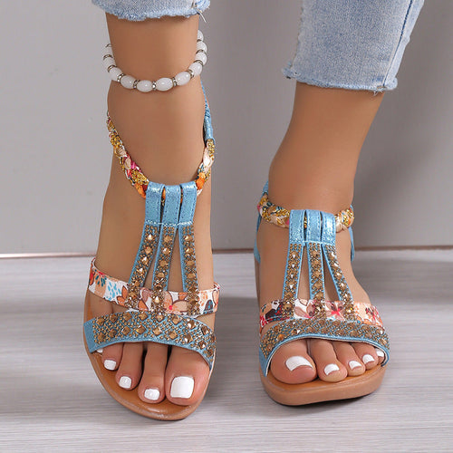 Amarae | Sandals with Open Toe and Rhinestones