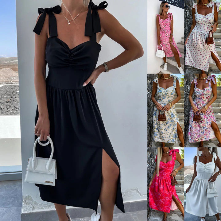 Woman Elegant sleeveless dress with bow detail Lune London