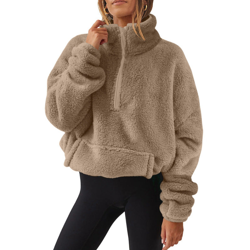 Women's comfortable sweater with high collar and zipper Lune London