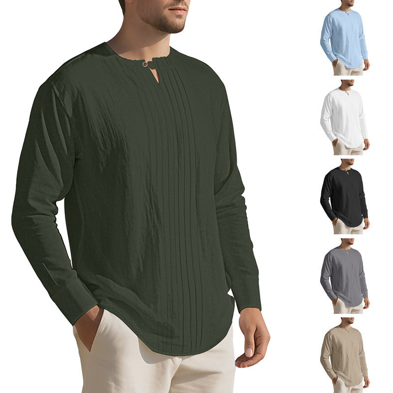 Elegant long-sleeve shirt for men with textured design and trendy high collar Lune London