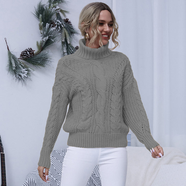 Ladies comfortable turtleneck sweater with high-quality twisted pattern Lune London