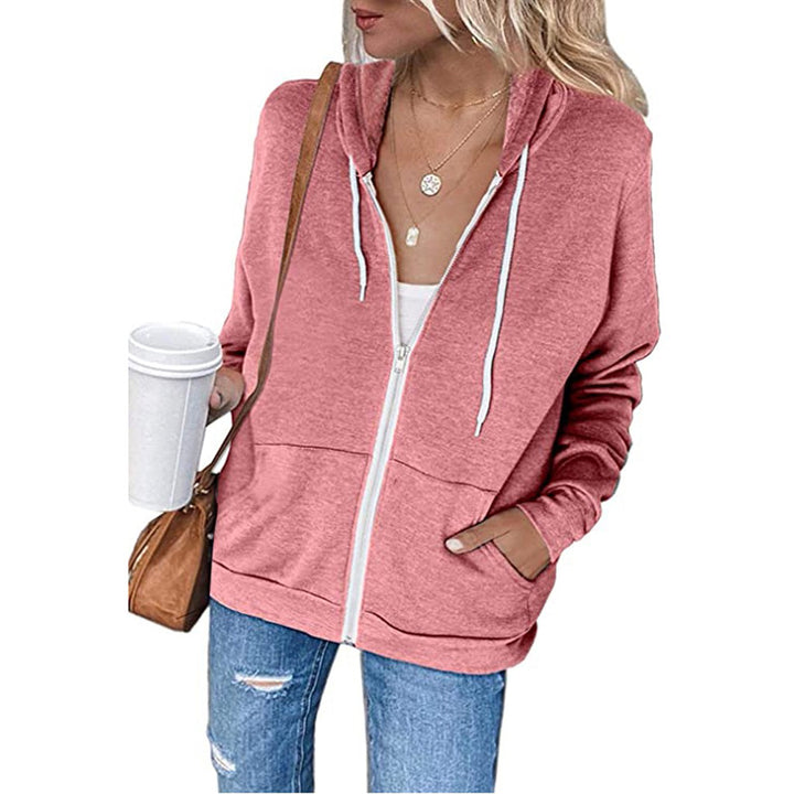 Ladies casual hoodie jacket with full zip and practical pockets Lune London