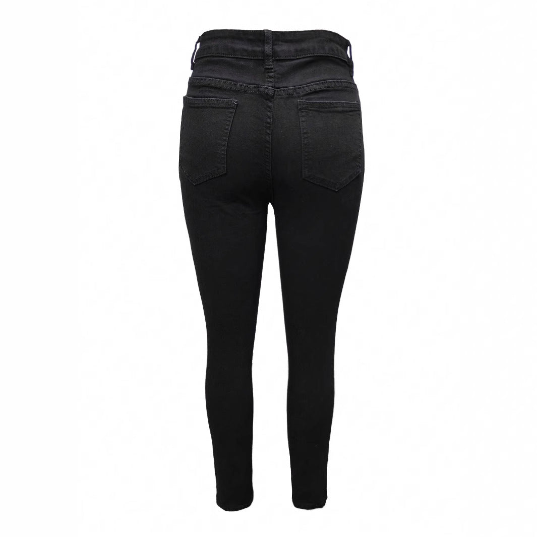 Women's High-Waisted Superstretch Jeans with Frayed Cutouts and Sculpting Waistband Amarae