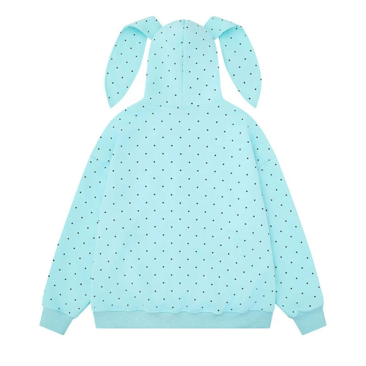 Women’s hoodie with bunny ears, all-over polka dots and full zipper Amarae