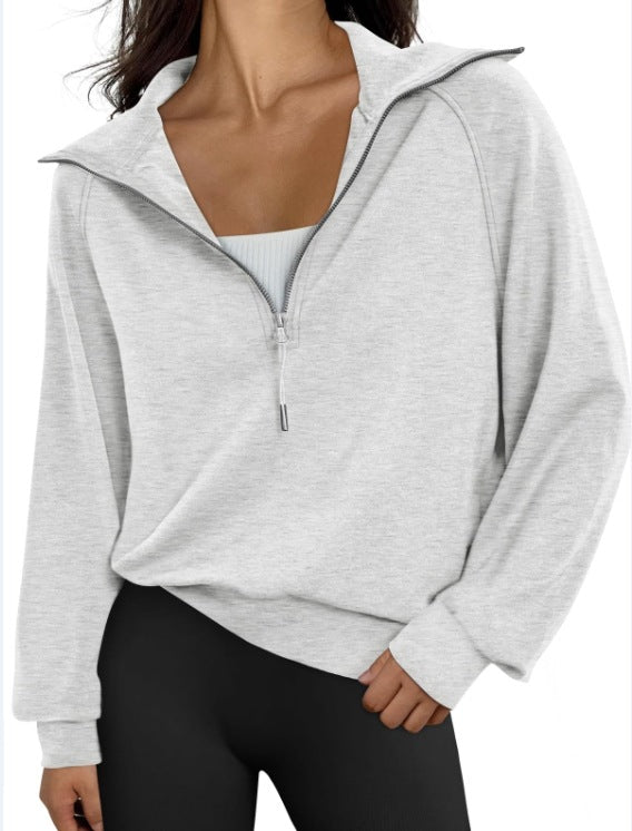 Casual pullover for women with high collar and zip Lune London