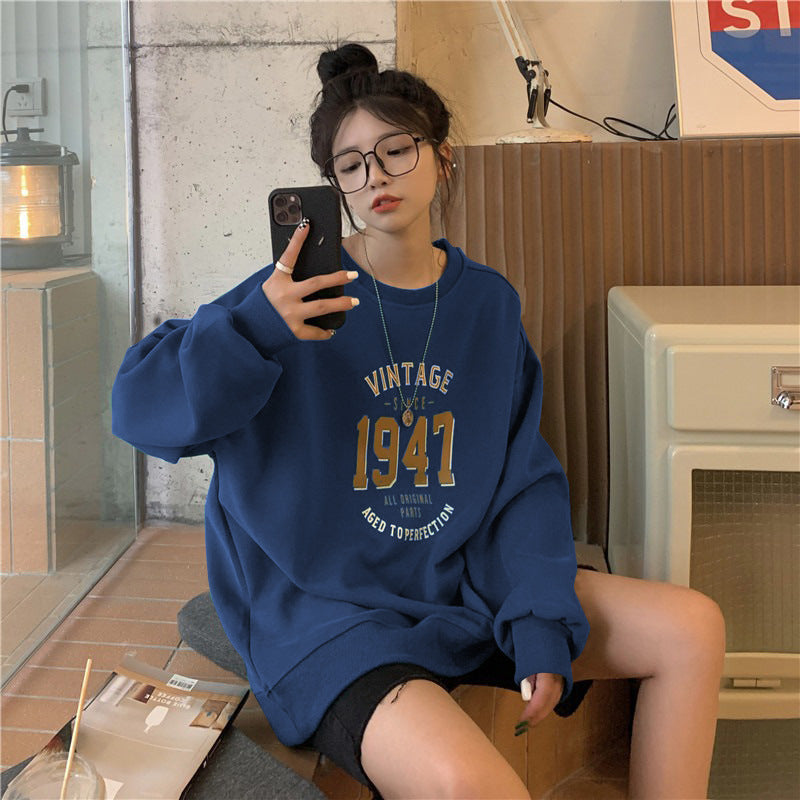 Women's Casual Oversized Sweatshirt with Vintage Print Lune London