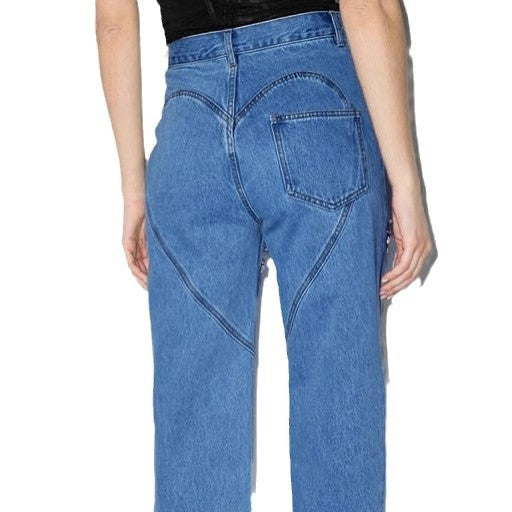 Designer distressed women's jeans with glitter applications Chic & Stil