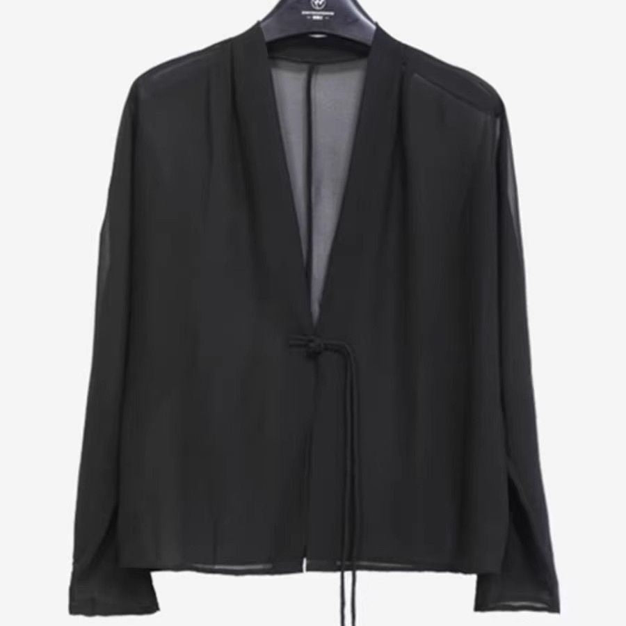 Blouse transparente pour femme avec ceinture à nouer romantique Chic & Stil
