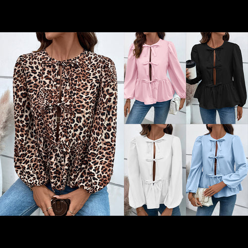 Women’s blouse with leopard print and ruffle details Amarae