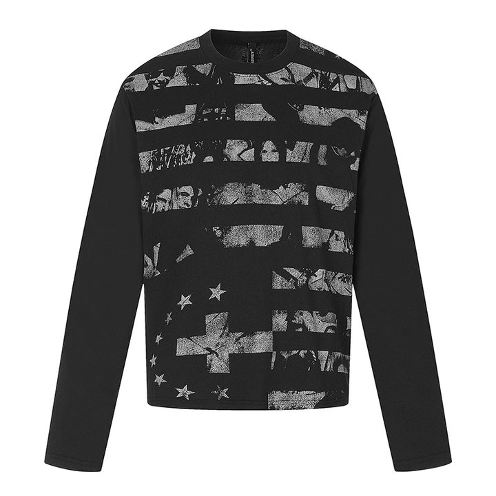 Men's long sleeve shirt with textured print and flag-inspired graphic mix Amarae