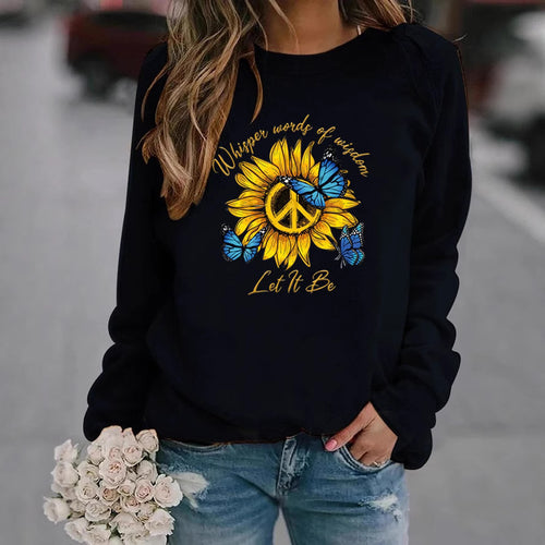 Sweat-shirt pour femmes avec design artistique de tournesol et de papillon Chic & Stil