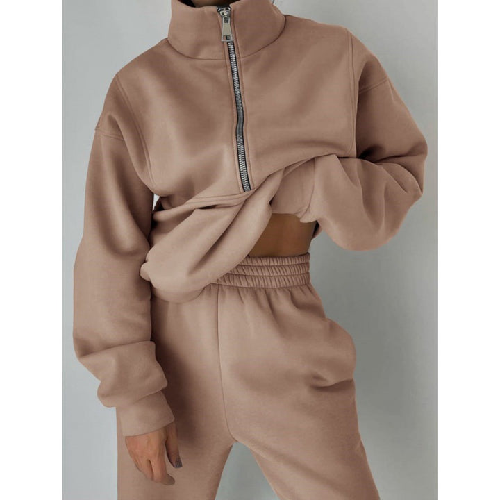 Casual zippered pullover for women with high collar Lune London