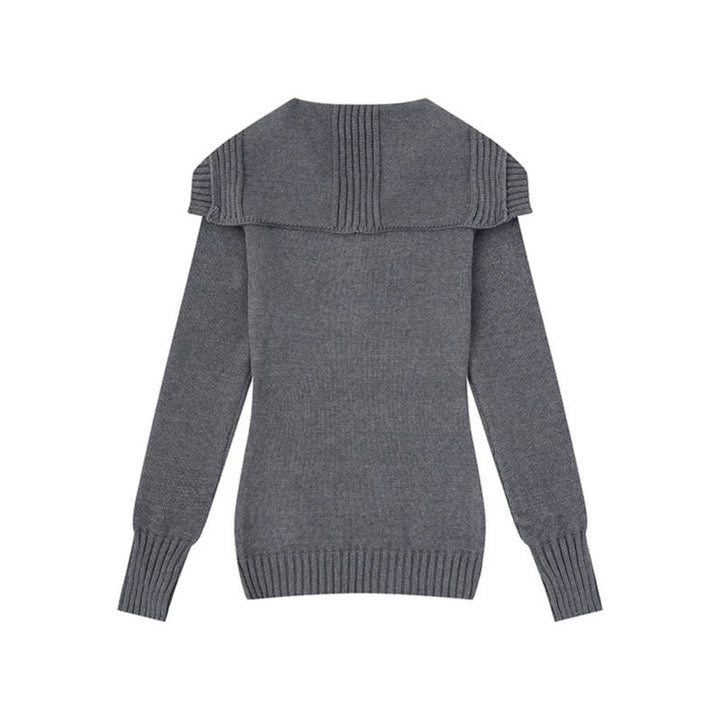Women's knit sweater with cable pattern, shawl collar and button placket Amarae