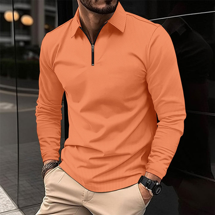 Men's elegant long sleeve shirt with innovative zipper closure and textured top Lune London